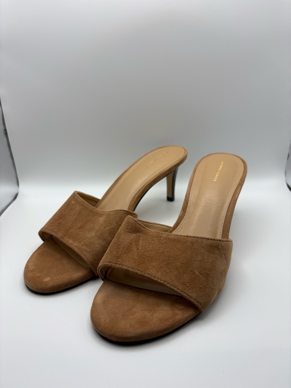 Anthropologie Tan Suede Slide Heels - Picture 2 of 9